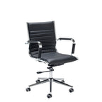 Black office chair with chrome accents on a white background