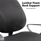 Black office chair with lumbar foam back support on a white background