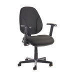 Black office chair with armrests on a white background