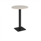 Round poseur table with light grey top and black metal base, shown on a white background