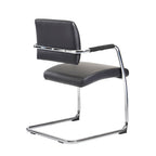 Black office chair with chrome frame on a white background