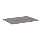 Grey wood-effect shelf on a white background