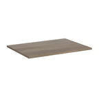 Grey wood-effect shelf on a white background
