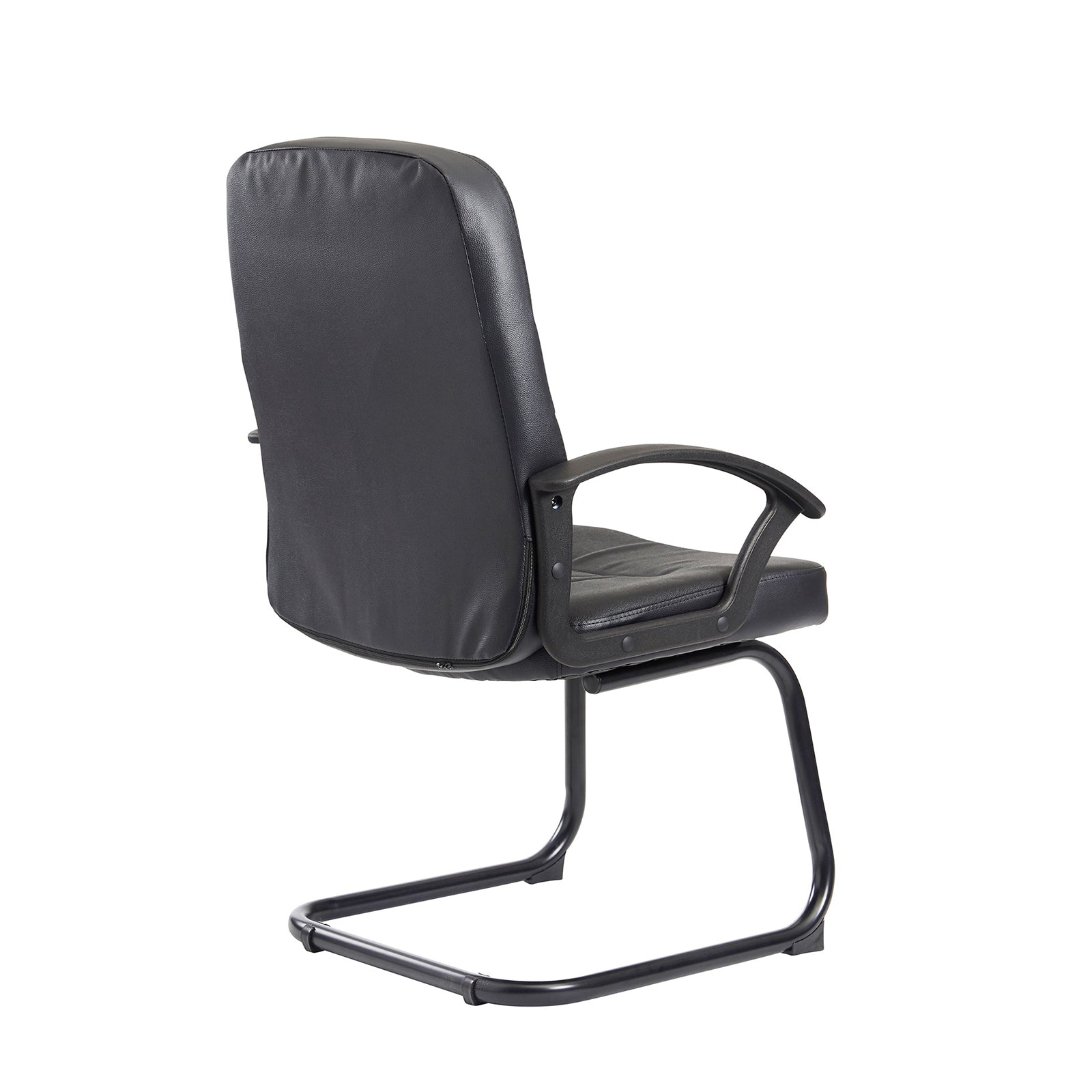 Black office chair with a cantilever design on a white background
