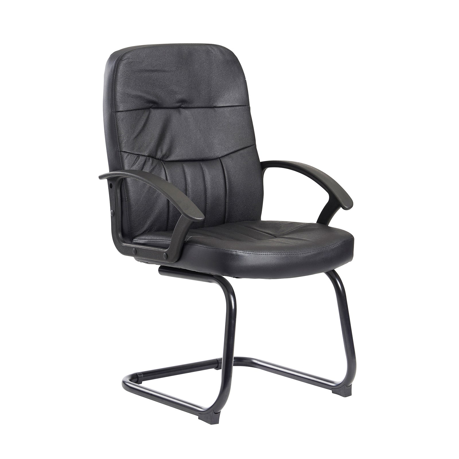 Black office chair with armrests on a white background