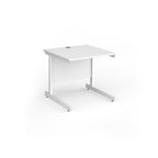 White square desk with metal frame on a white background