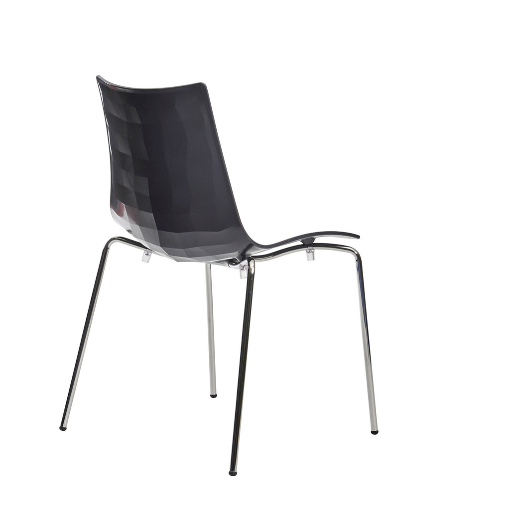 White chair with anthracite edge and back with a chrome frame on a white background