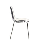 White chair with anthracite edge and back with a chrome frame on a white background