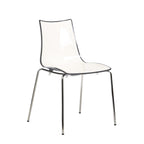 White chair with anthracite edge and back with a chrome frame on a white background