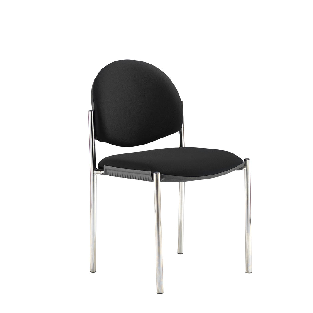 Black chair with chrome legs on a white background