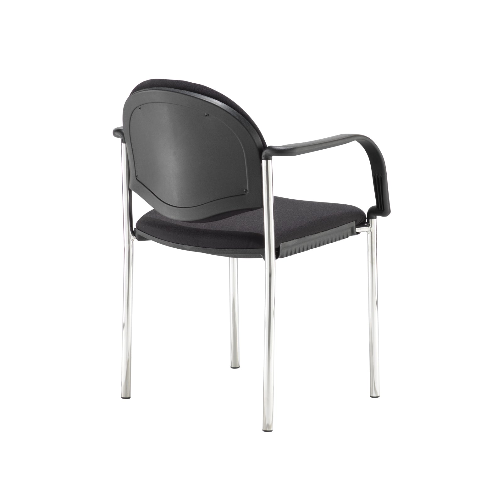 Black chair with chrome legs on a white background