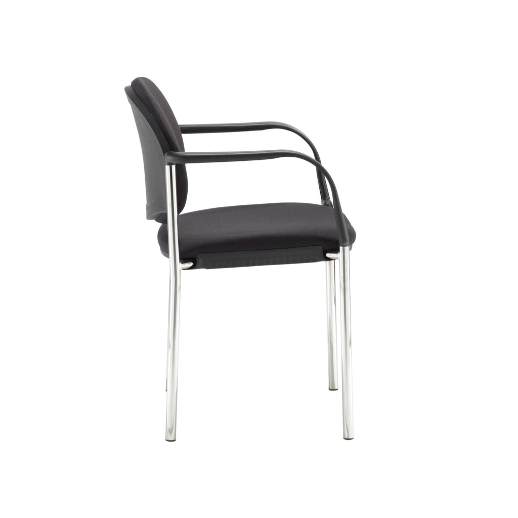 Black office chair with chrome legs on a white background