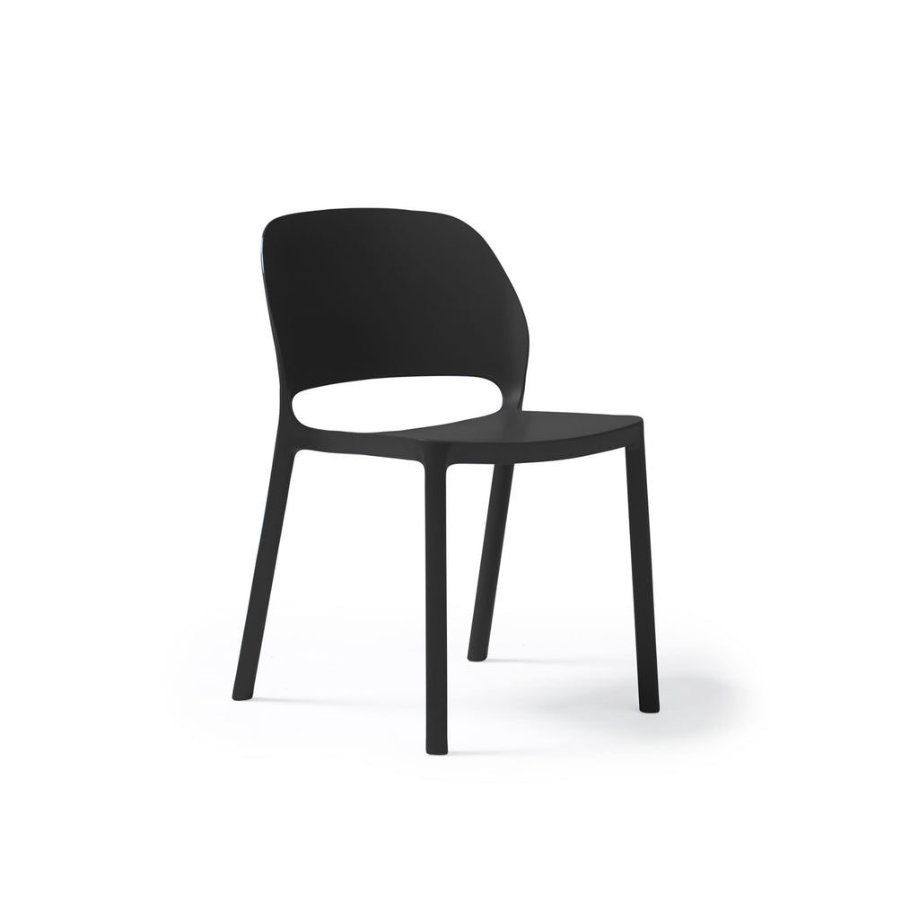 Black plastic chair on a white background