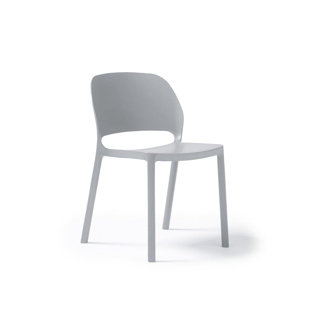 Light grey plastic chair on a white background