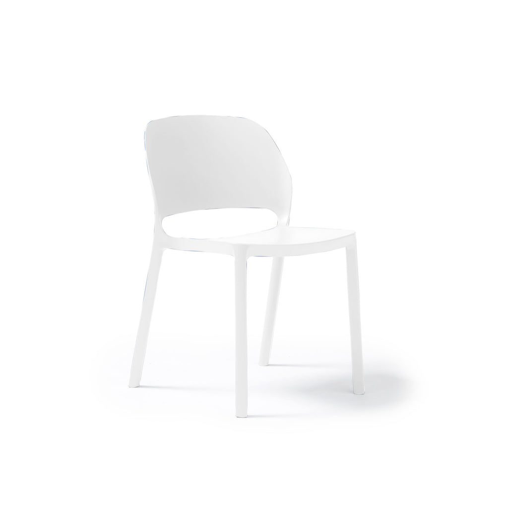 White plastic chair on a white background