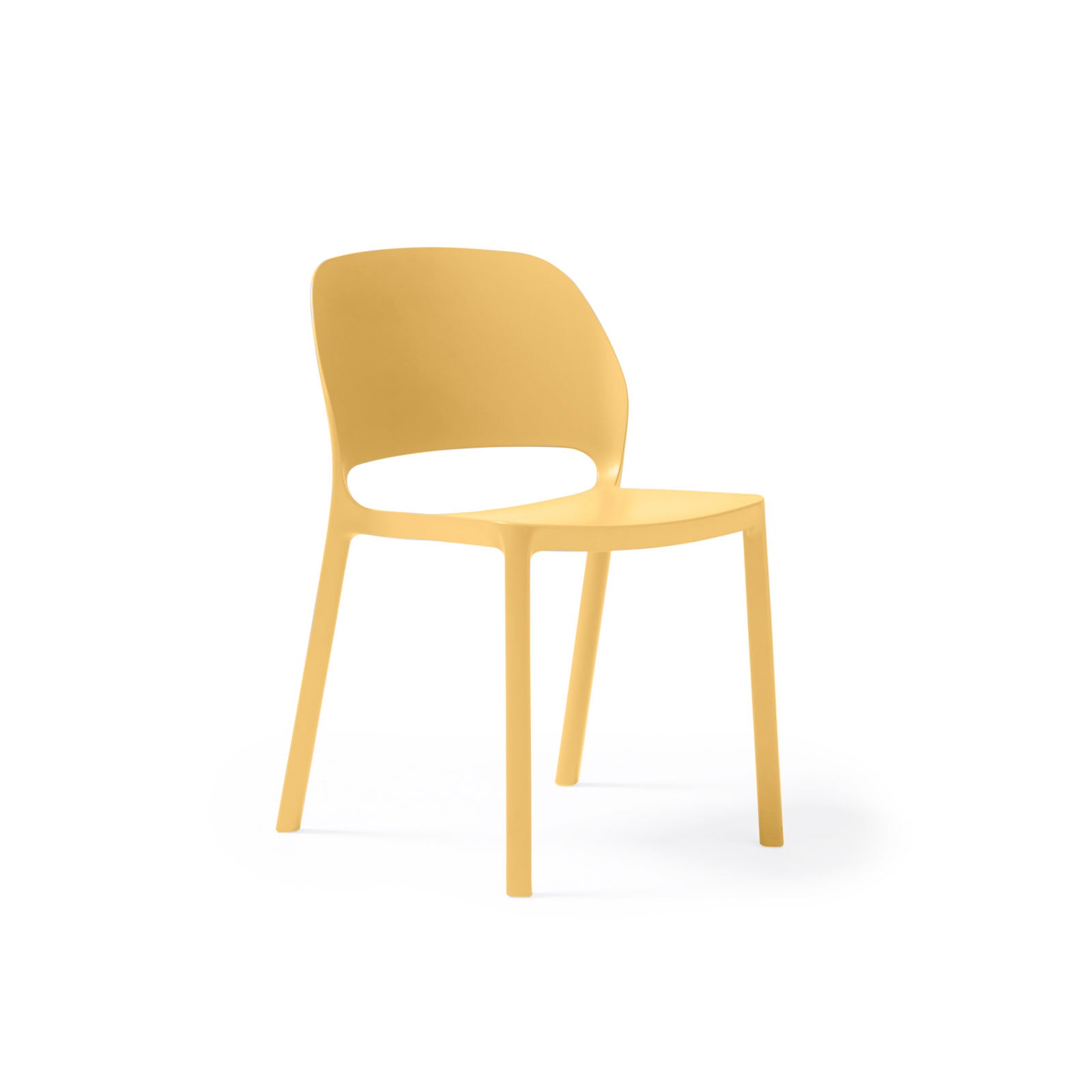 Yellow plastic chair on a white background