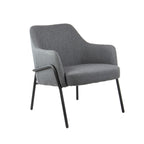 Grey armchair with black metal legs on a white background