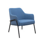 Blue armchair with black legs on a white background