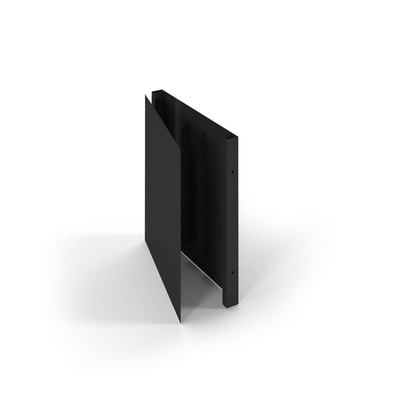 Black metal cable riser on a white background