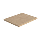 A square light oak wood grain replacement shelf, shown at an angle on a plain white background.