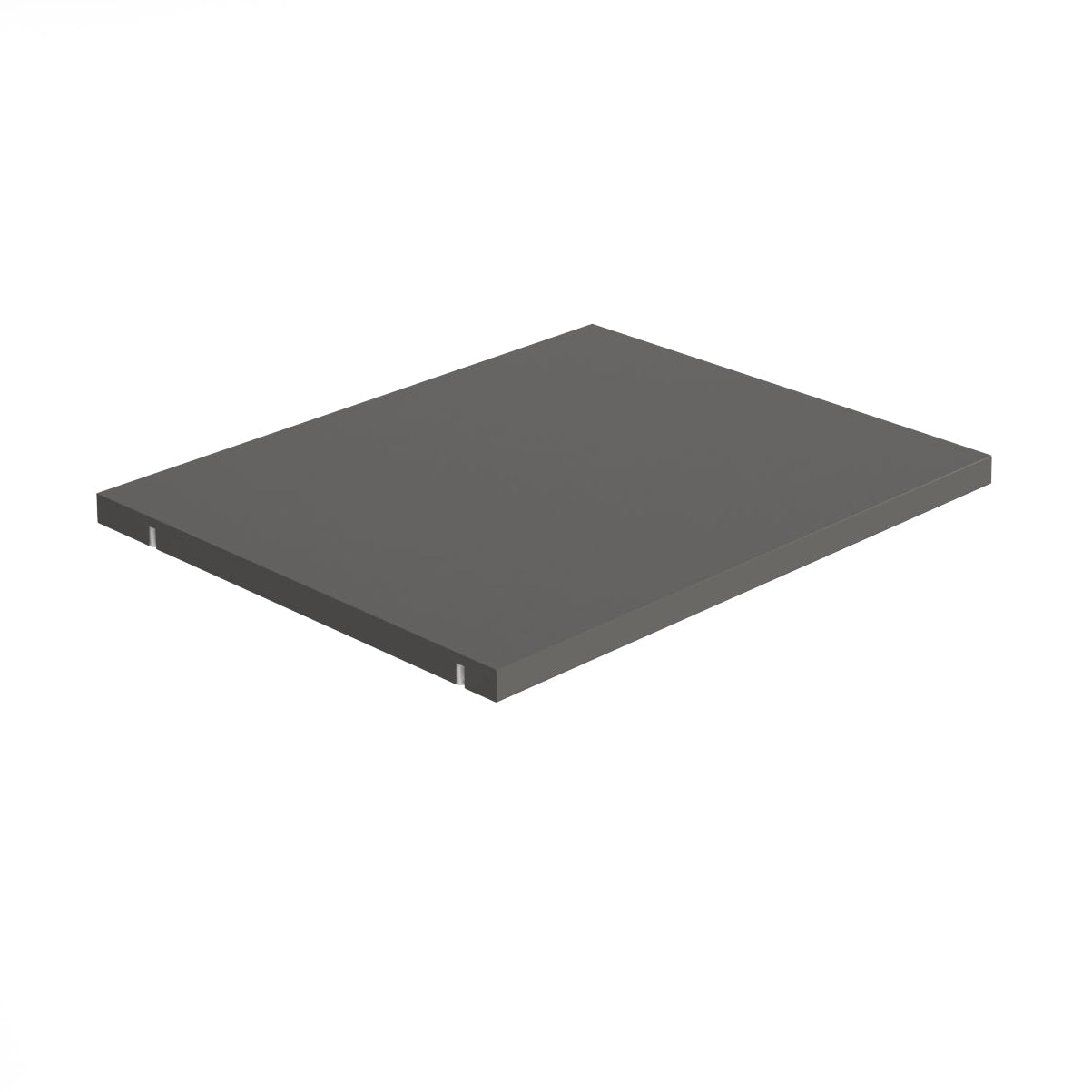 A square grey replacement shelf, shown at an angle on a plain white background.