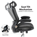 Ergonomic office chair with seat tilt mechanism on a white background