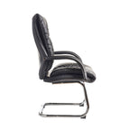 Black office chair with chrome frame on a white background