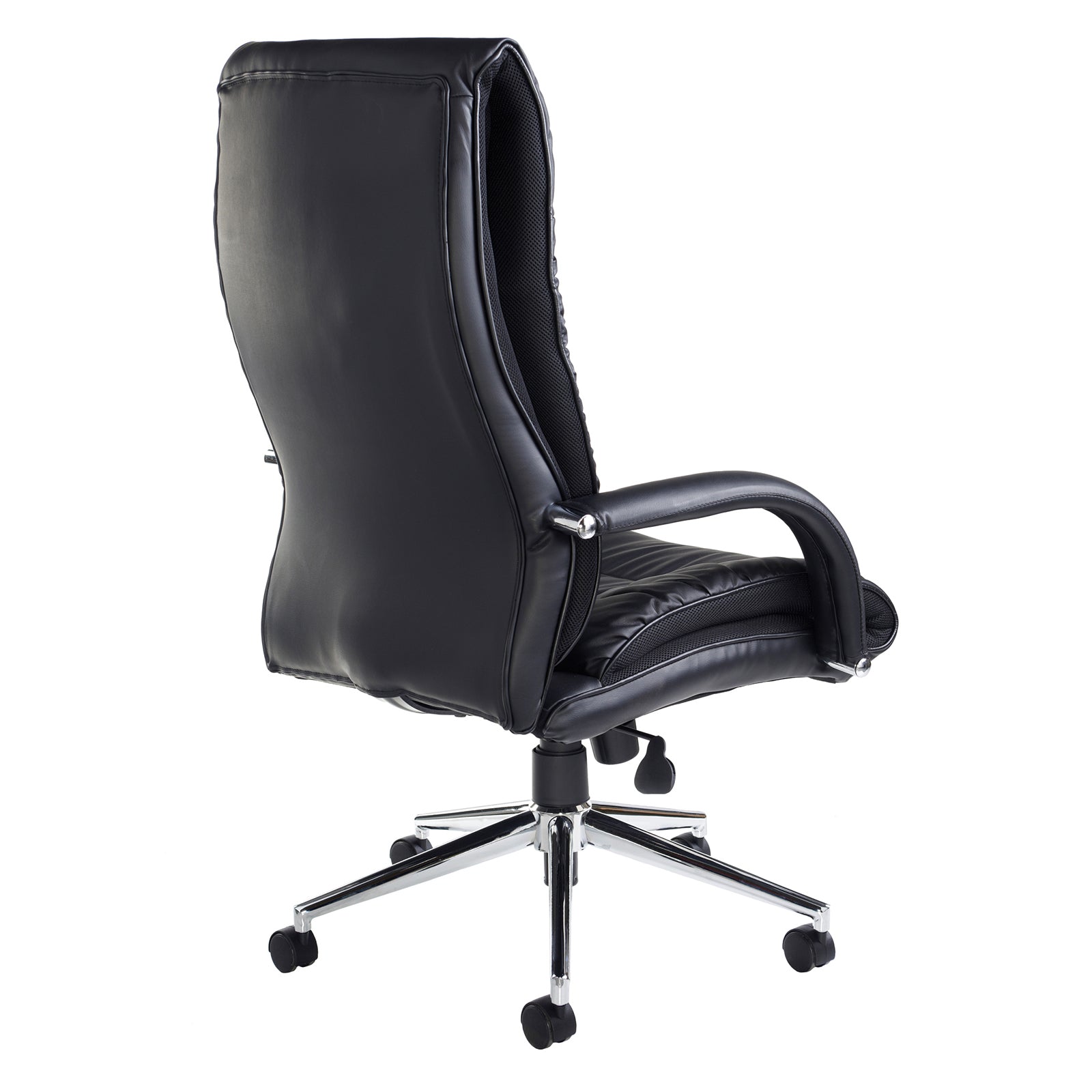 Black office chair with a white background
