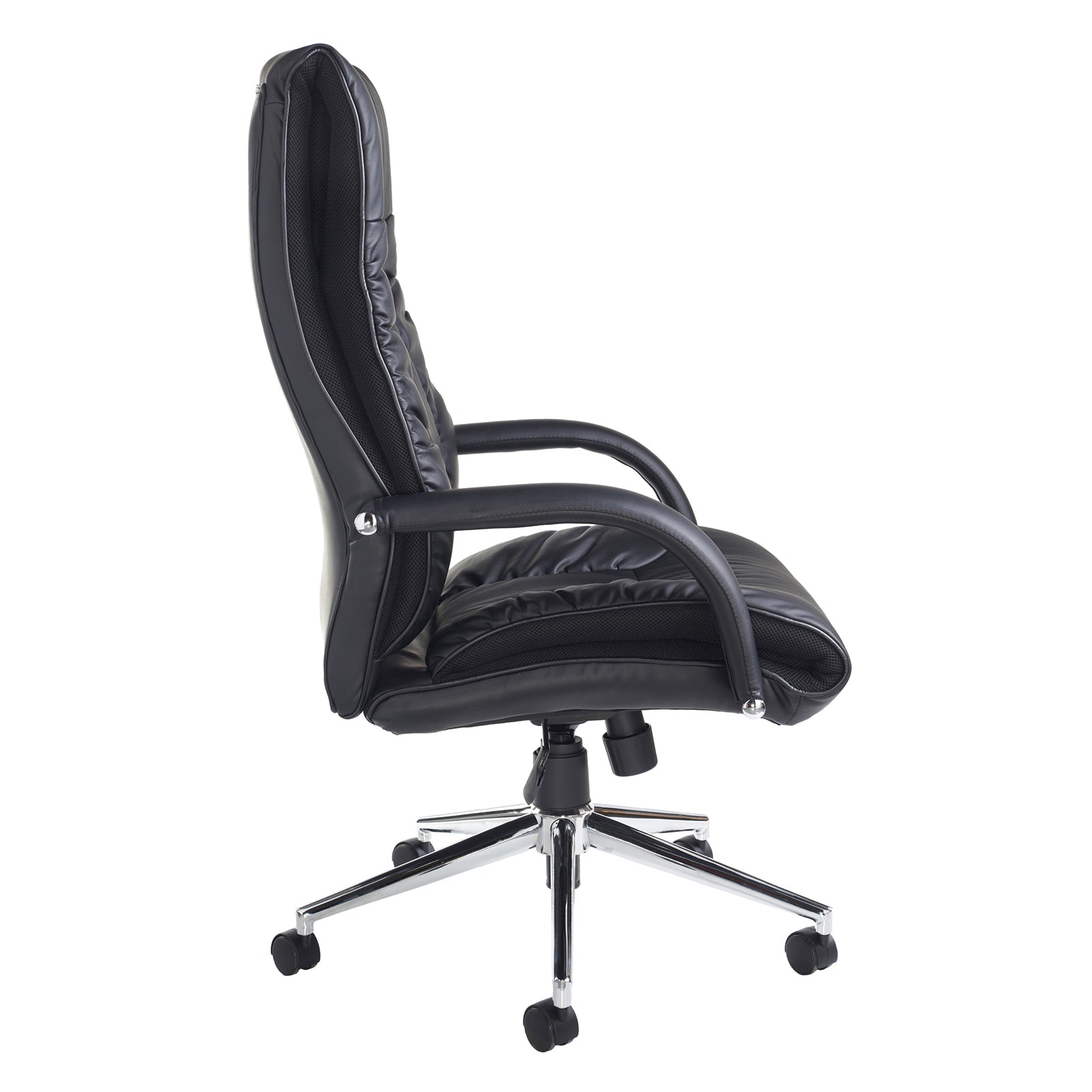 Black office chair with a white background