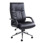 Black office chair with a white background