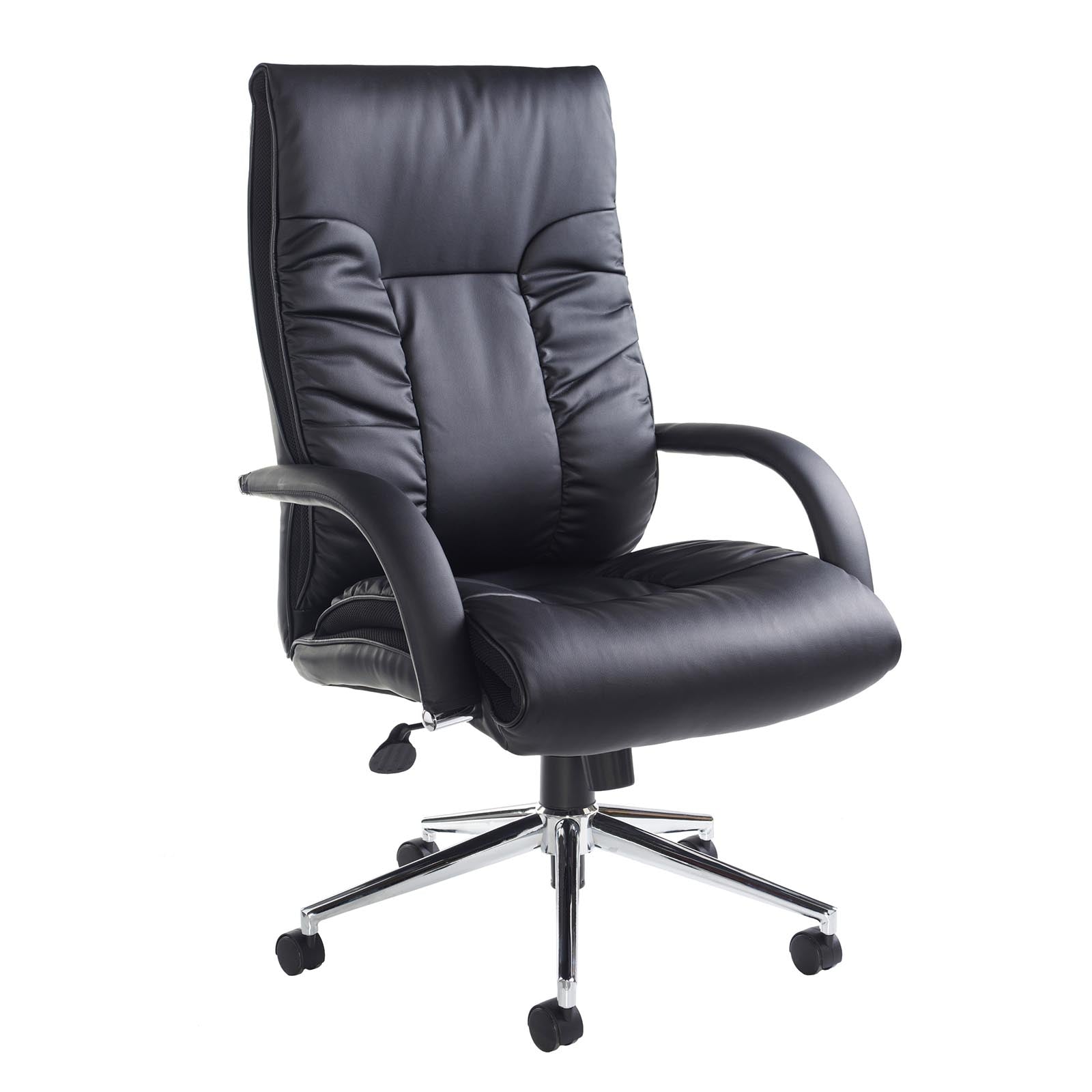 Black office chair with a white background