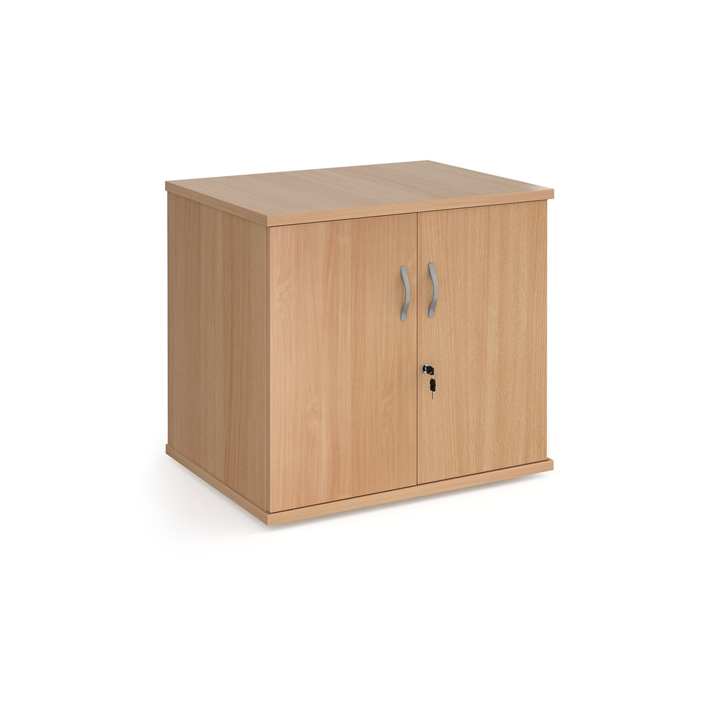 Wood grain two door cupboard on a white background