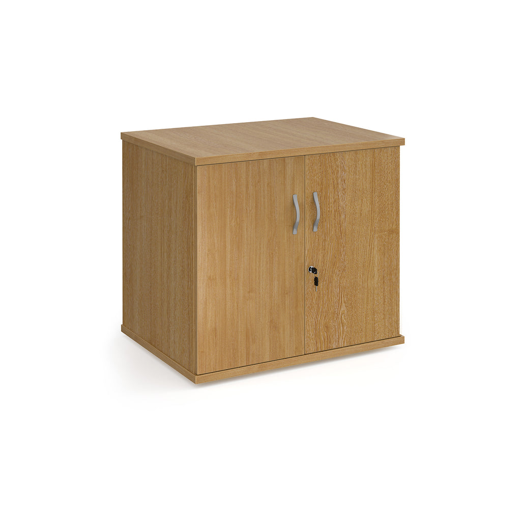 Wood grain two door cupboard on a white background