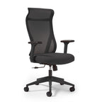 Black mesh back chair on a white background