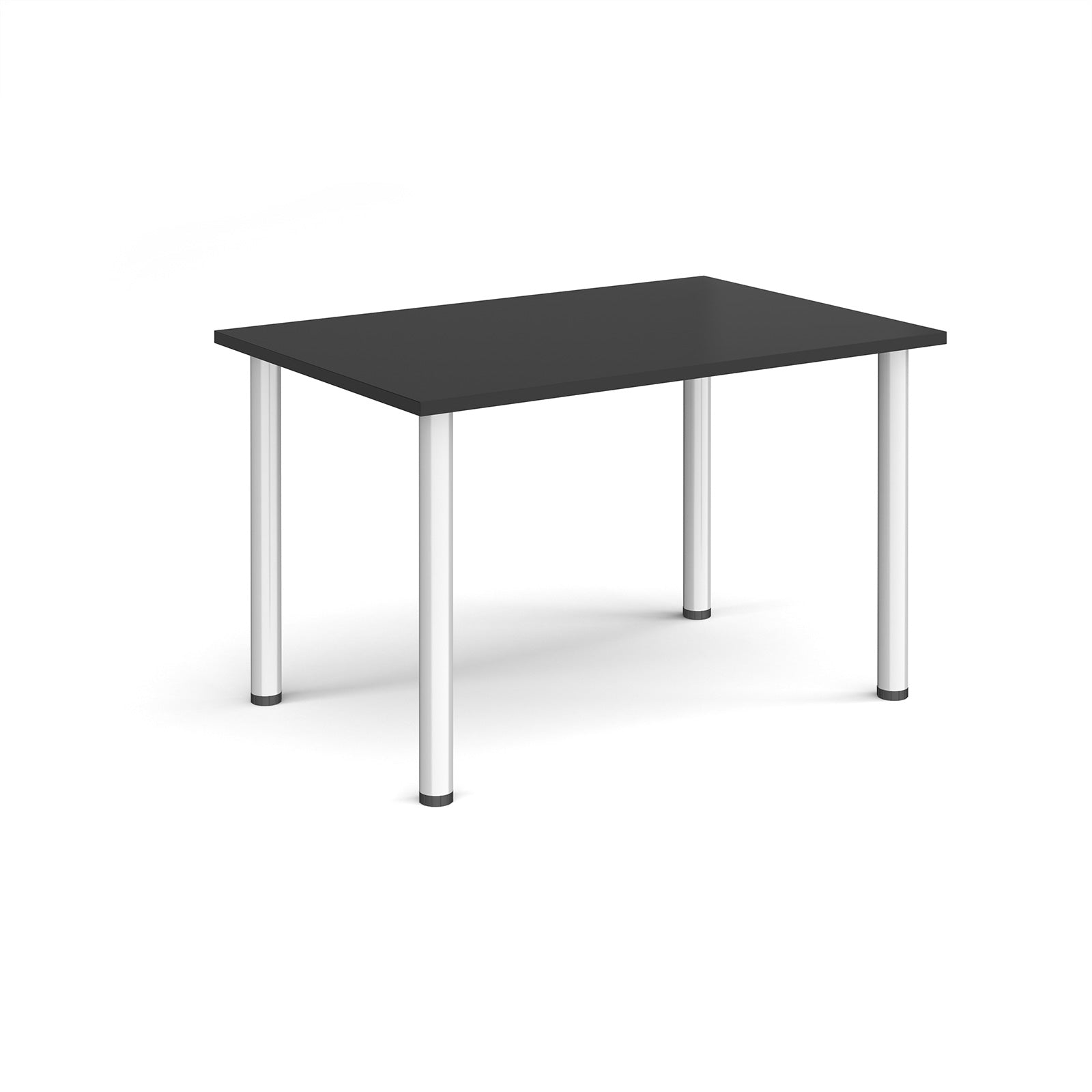 Rectangular black table with white legs on a white background