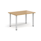 Wooden desk with white legs on a white background