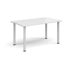 White rectangular table with four legs on a white background