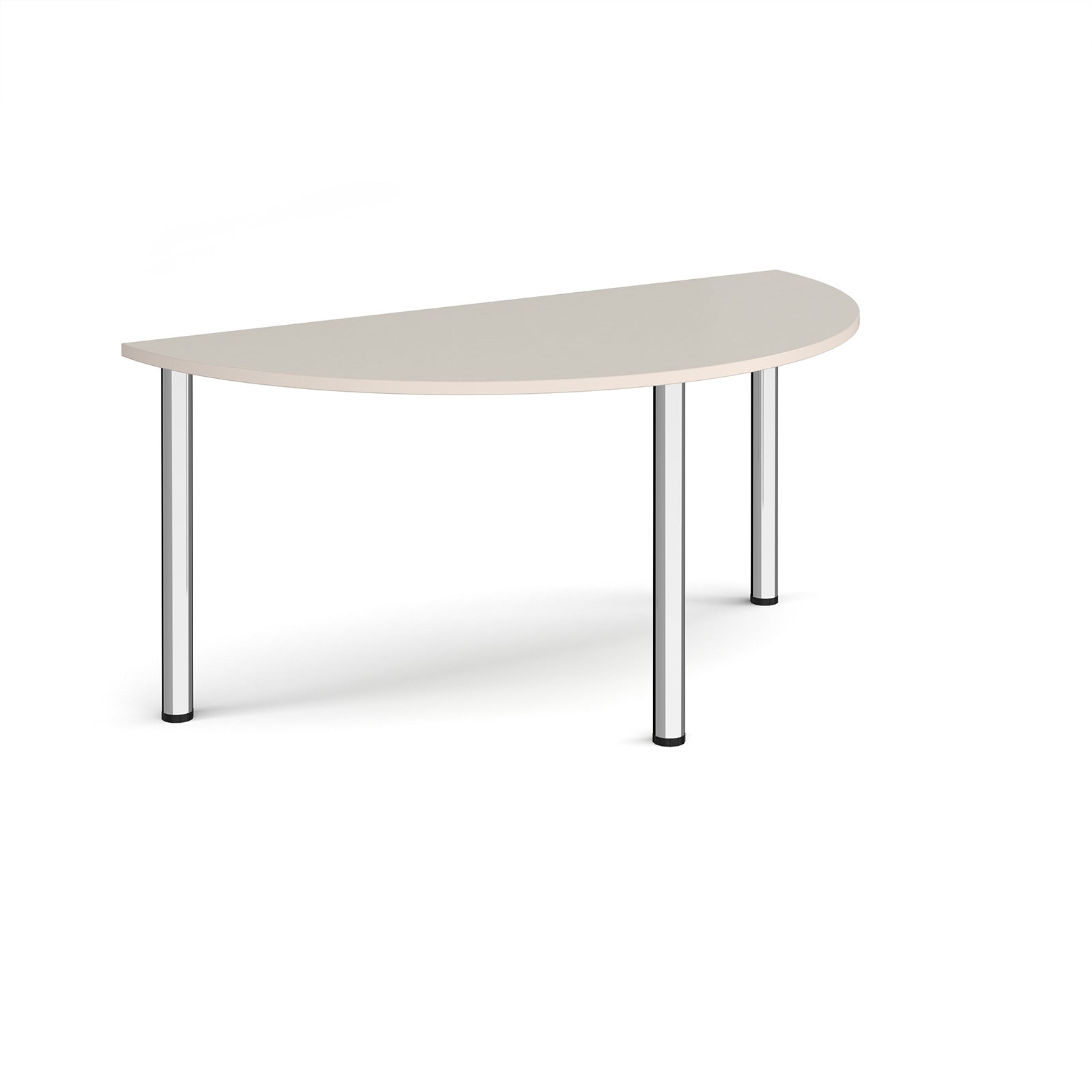 Curved desk with metal legs on a white background