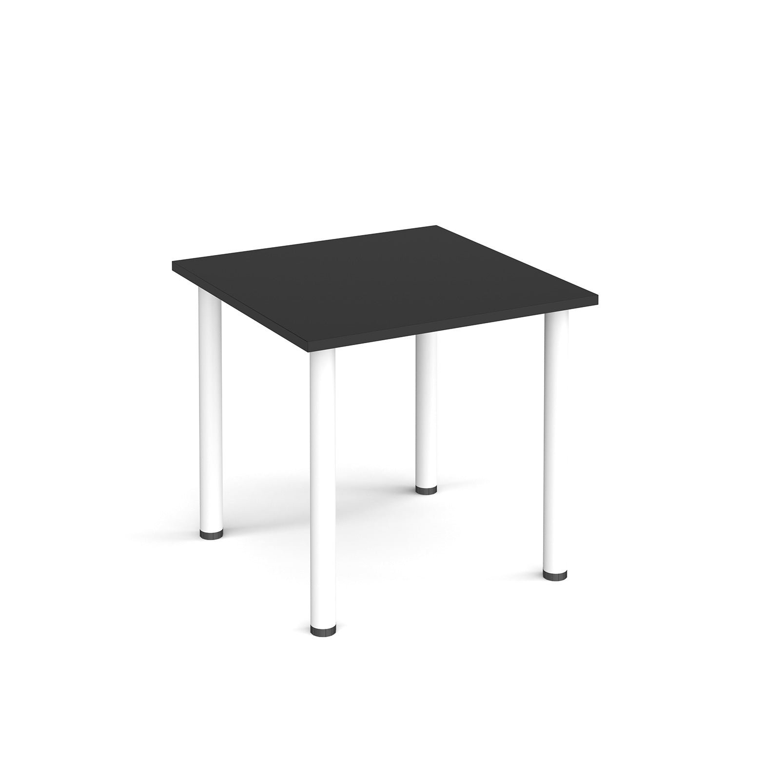 Black square table with white legs on a white background