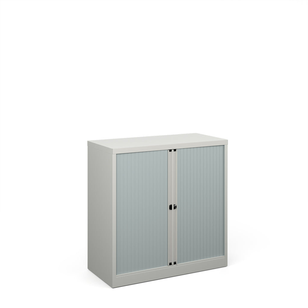 White cabinet with glass doors on a white background