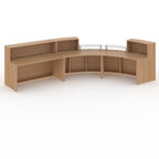 Wooden reception desk on a white background