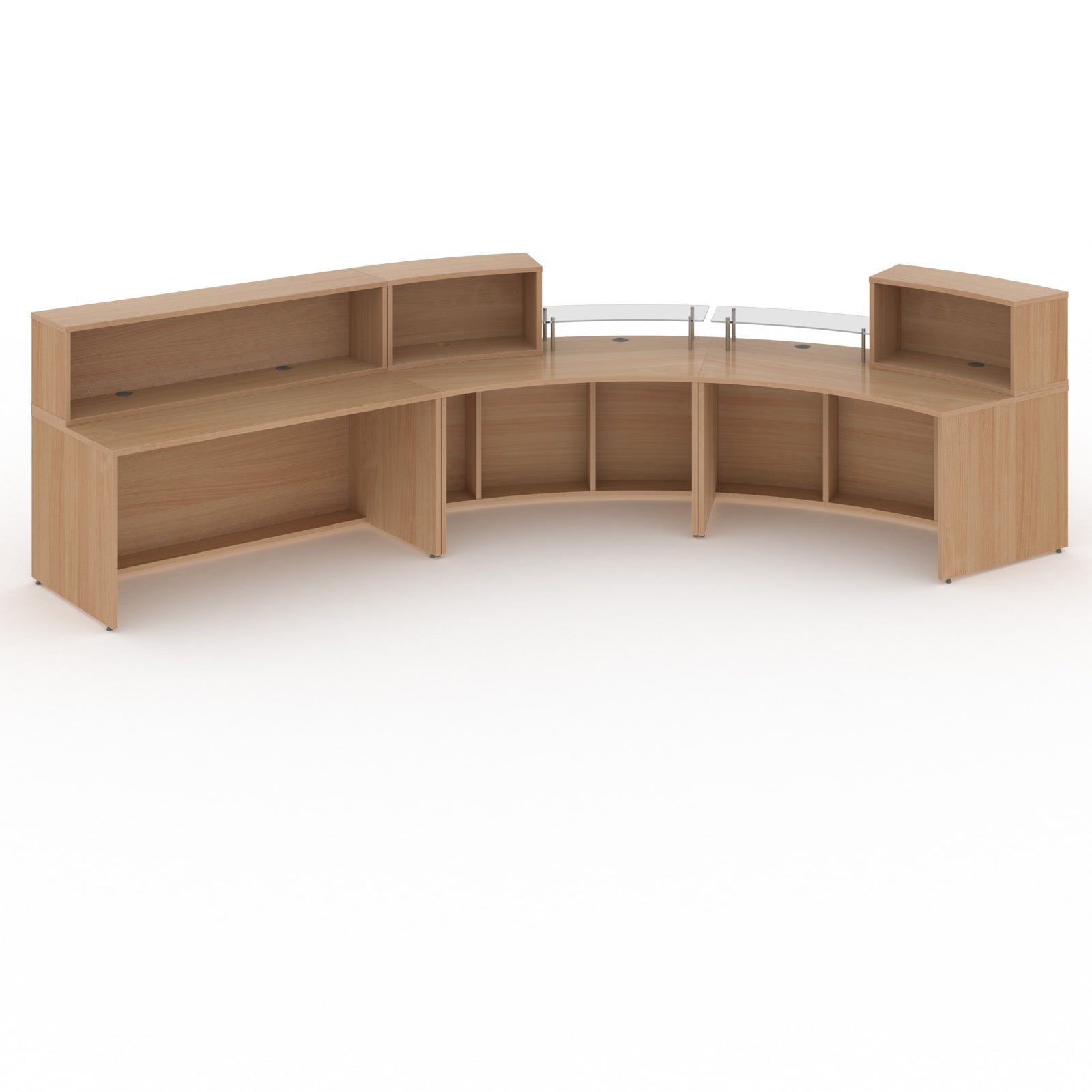 Wooden reception desk on a white background