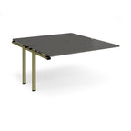 Desk add-on unit with grey top and green metal frame on a white background
