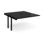 Desk add-on unit with black top and metal frame on a white background