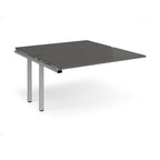Desk add-on unit with grey top and silver metal frame on a white background