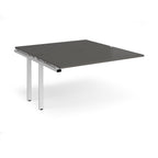 Desk add-on unit with grey top and white metal frame on a white background