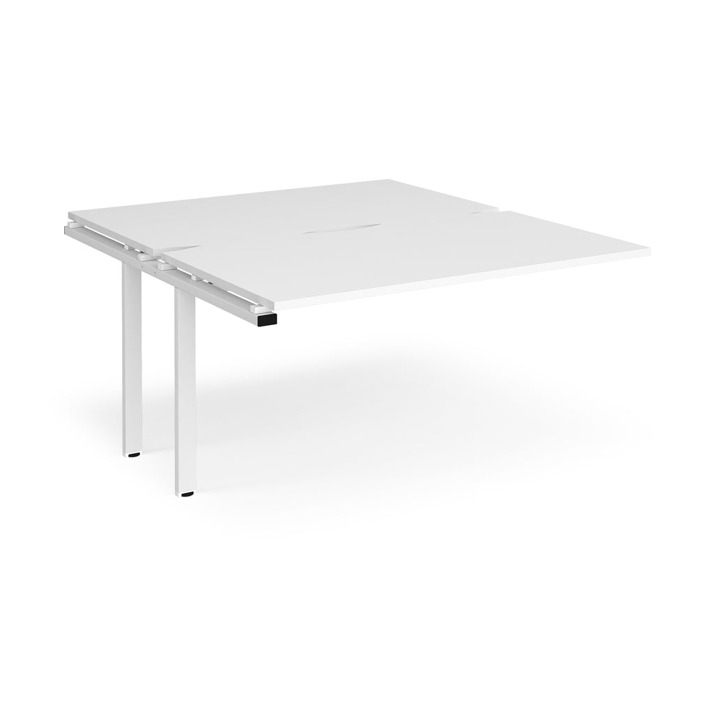 Desk add-on unit with white top and metal frame on a white background