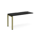 Desk add-on unit with black top and green metal frame on a white background