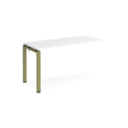 Desk add-on unit with white top and green metal frame on a white background