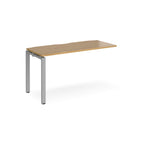 Desk add-on unit with wood-effect top and silver metal frame on a white background
